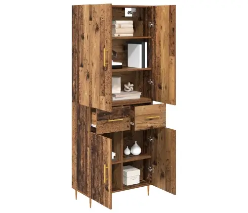 Augstais Skapītis Ar Atvilktni Vecs Koks 69,5 X 34 X 180 Cm Vidaxl