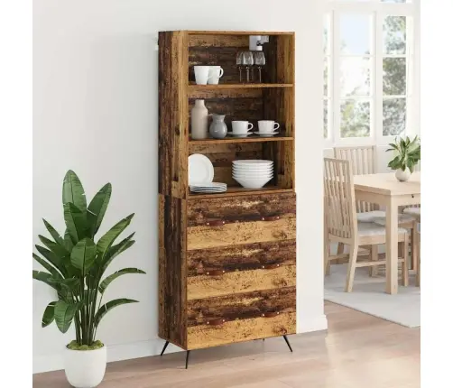 Augstais Skapītis Ar Atvilktni Vecs Koks 69,5 X 34 X 180 Cm Vidaxl