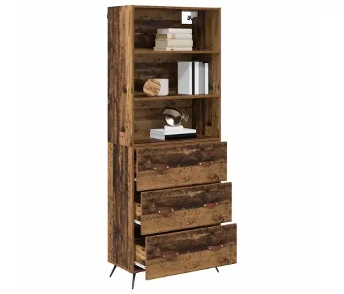 Augstais Skapītis Ar Atvilktni Vecs Koks 69,5 X 34 X 180 Cm Vidaxl