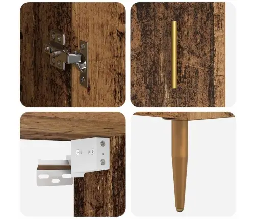 Augstais Skapītis 2 Pcs Vecs Koks Stikls Vidaxl