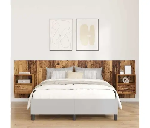 Galvos Aukštas Su Spinta 3 Pcs Senovinis Medis Apdirbta Mediena