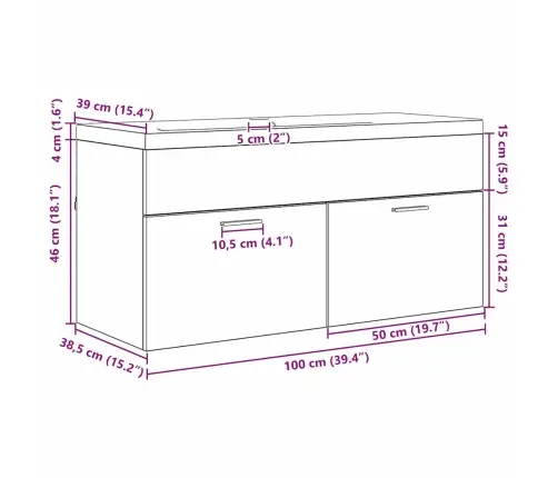Vannitoa Kapp Sahtliga Vana Puit 100 X 38,5 X 46 Cm Tehispuit