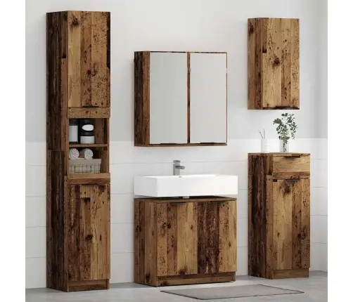 Vonios Spintos Komplektas Senovinis Medis Apdirbta Mediena