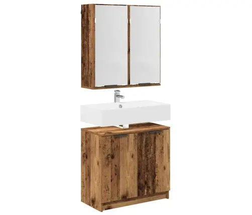 Vonios Spintos Komplektas Senovinis Medis Apdirbta Mediena