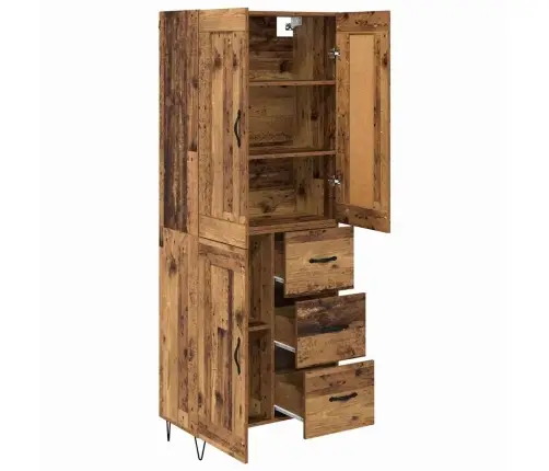 Augstais Skapītis Ar Atvilktni Vecs Koks 69,5 X 34 X 180 Cm Vidaxl