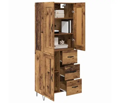 Augstais Skapītis Ar Atvilktni Vecs Koks 69,5 X 34 X 180 Cm Vidaxl