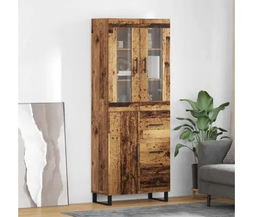 Augstais Skapītis 2 Pcs Vecs Koks Koka Un Stikla Materiāls Vidaxl