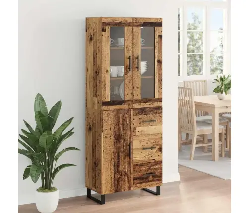 Augstais Skapītis 2 Pcs Vecs Koks Koka Un Stikla Materiāls Vidaxl