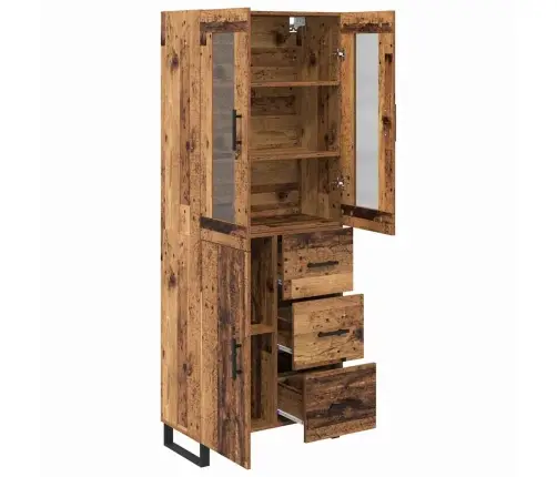 Augstais Skapītis 2 Pcs Vecs Koks Koka Un Stikla Materiāls Vidaxl