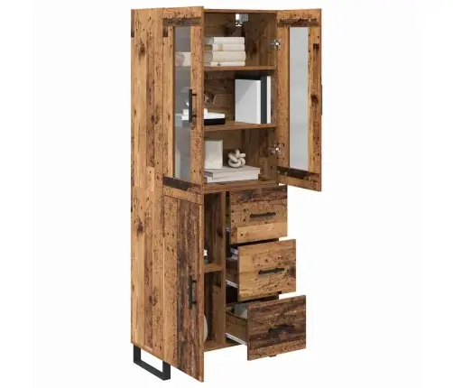 Augstais Skapītis 2 Pcs Vecs Koks Koka Un Stikla Materiāls Vidaxl