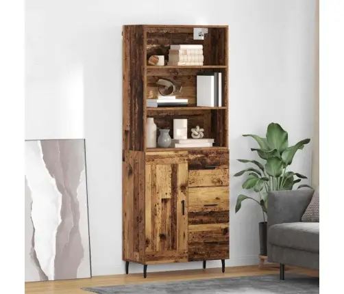 Augstais Skapītis Ar Atvilktni Vecs Koks 69,5 X 34 X 180 Cm Vidaxl