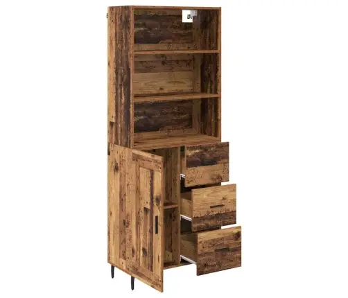 Augstais Skapītis Ar Atvilktni Vecs Koks 69,5 X 34 X 180 Cm Vidaxl