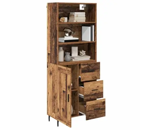 Augstais Skapītis Ar Atvilktni Vecs Koks 69,5 X 34 X 180 Cm Vidaxl