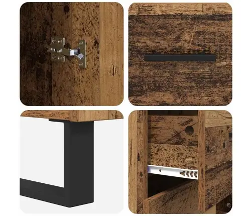 Augstais Skapītis 2 Pcs Vecs Koks Koka Un Stikla Materiāls Vidaxl