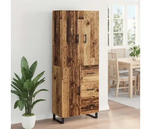 Augstais Skapītis 2 Pcs Vecs Koks Koka Un Stikla Materiāls Vidaxl