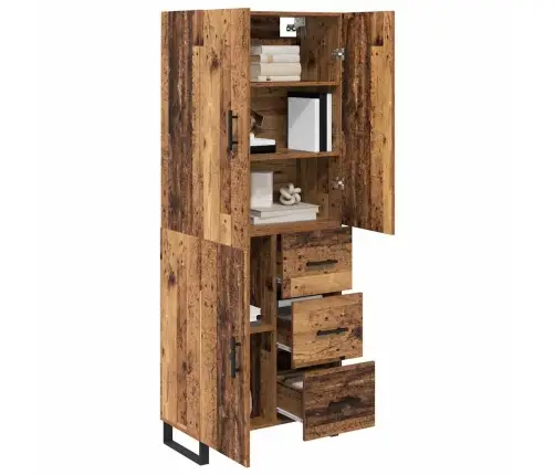 Augstais Skapītis 2 Pcs Vecs Koks Koka Un Stikla Materiāls Vidaxl