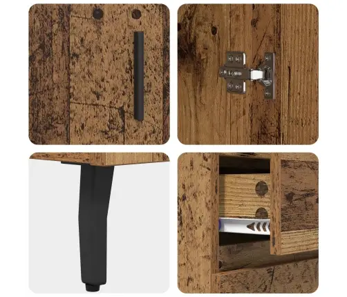 Augstais Skapītis 2 Pcs Vecs Koks Koka Un Stikla Materiāls Vidaxl