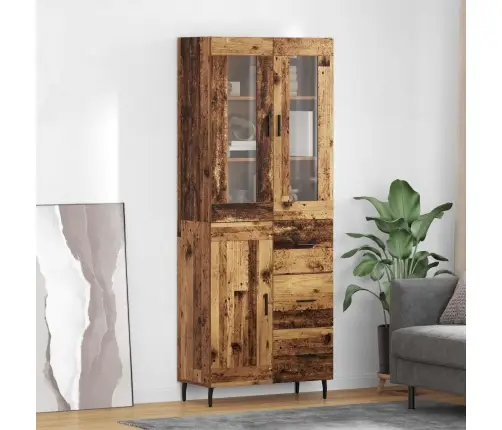 Augstais Skapītis 2 Pcs Vecs Koks Koka Un Stikla Materiāls Vidaxl