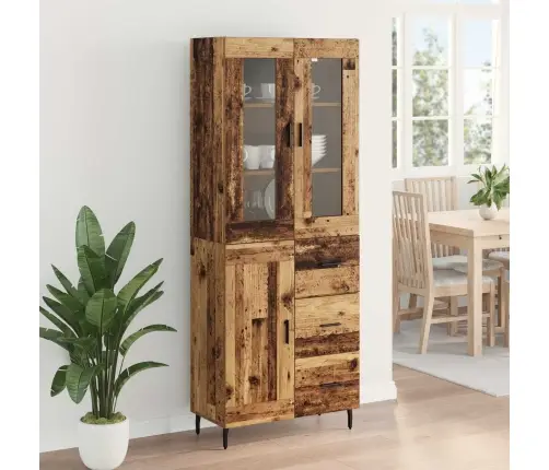 Augstais Skapītis 2 Pcs Vecs Koks Koka Un Stikla Materiāls Vidaxl