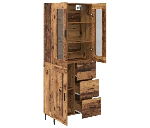 Augstais Skapītis 2 Pcs Vecs Koks Koka Un Stikla Materiāls Vidaxl