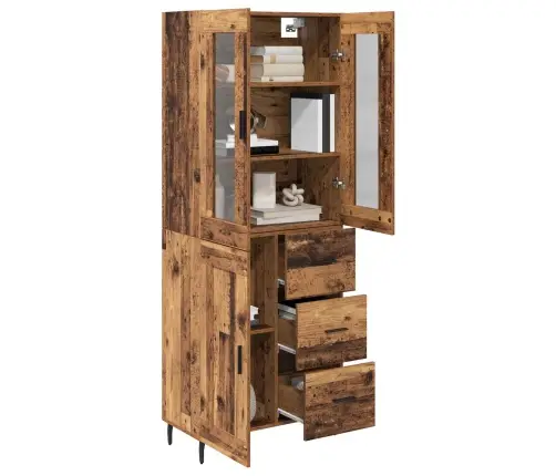 Augstais Skapītis 2 Pcs Vecs Koks Koka Un Stikla Materiāls Vidaxl