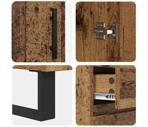 Aukštas Spintelė Su Stalčių 2 Pcs Senovinis Medis