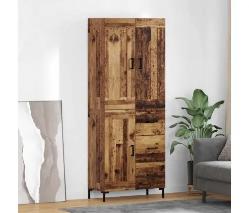 Augstais Skapītis Ar Atvilktni Vecs Koks 69,5 X 34 X 180 Cm Vidaxl