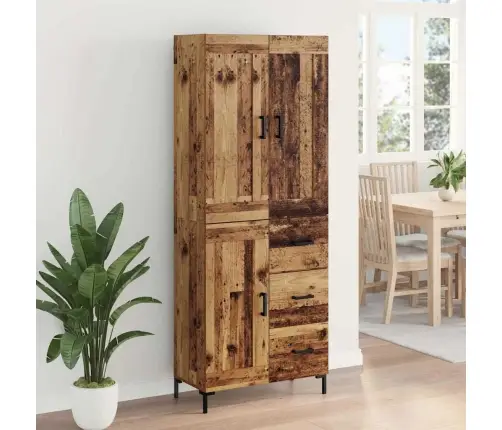 Augstais Skapītis Ar Atvilktni Vecs Koks 69,5 X 34 X 180 Cm Vidaxl