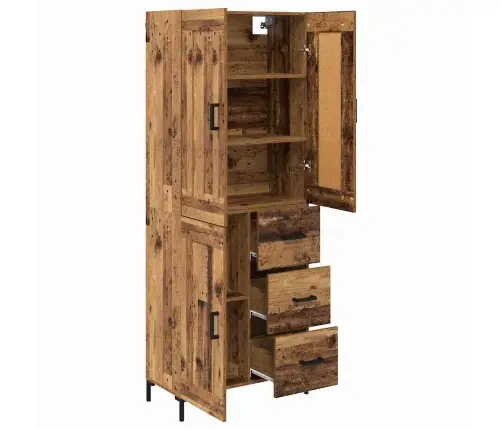 Augstais Skapītis Ar Atvilktni Vecs Koks 69,5 X 34 X 180 Cm Vidaxl