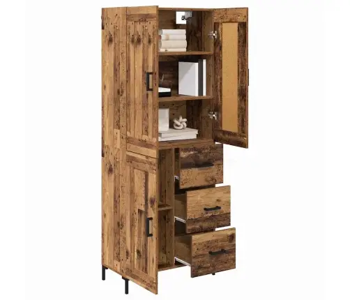 Augstais Skapītis Ar Atvilktni Vecs Koks 69,5 X 34 X 180 Cm Vidaxl