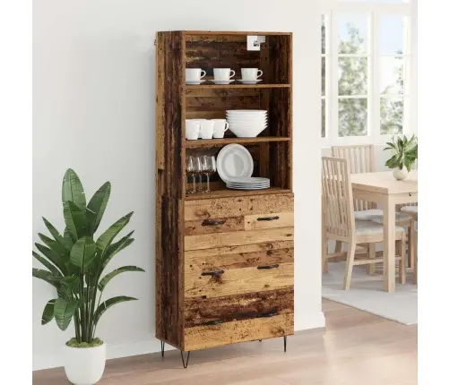 Aukštas Spintelė Su Stalčių Senas Medis 69,5 X 34 X 180 Cm