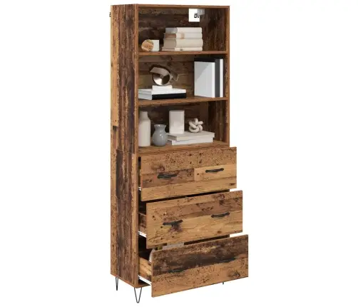 Aukštas Spintelė Su Stalčių Senas Medis 69,5 X 34 X 180 Cm