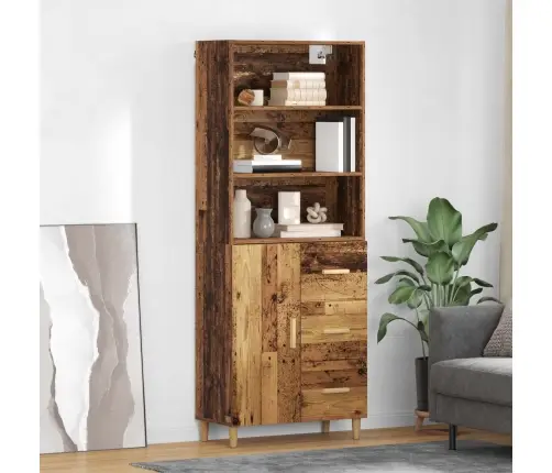 Augstais Skapītis Ar Atvilktni Vecs Koks 69,5 X 32,5 X 180 Cm Vidaxl