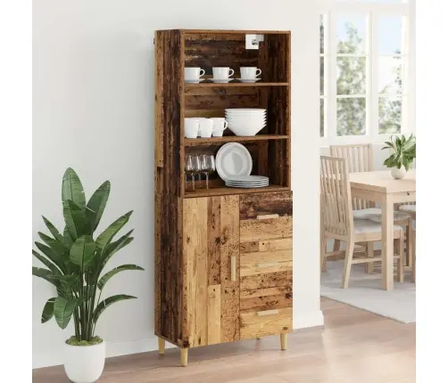 Augstais Skapītis Ar Atvilktni Vecs Koks 69,5 X 32,5 X 180 Cm Vidaxl