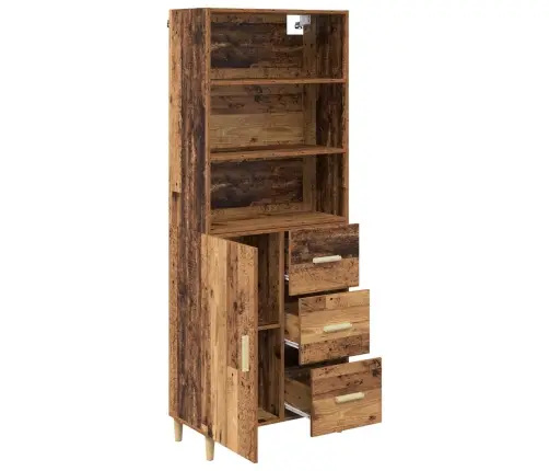 Augstais Skapītis Ar Atvilktni Vecs Koks 69,5 X 32,5 X 180 Cm Vidaxl