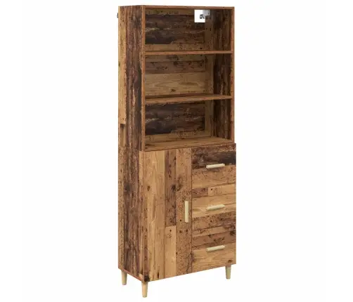 Augstais Skapītis Ar Atvilktni Vecs Koks 69,5 X 32,5 X 180 Cm Vidaxl