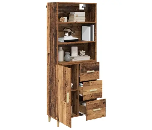 Augstais Skapītis Ar Atvilktni Vecs Koks 69,5 X 32,5 X 180 Cm Vidaxl