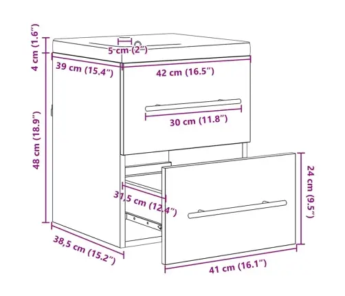 Vannas Istabas Izlietnes Skapītis Brūna 42 X 39 X 52 Cm Vidaxl