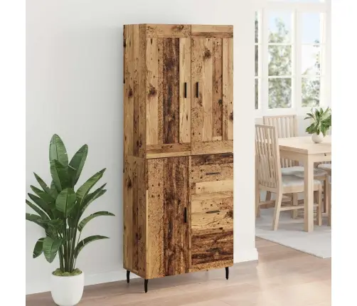 Augstais Skapītis 2 Pcs Vecs Koks Koka Un Stikla Materiāls Vidaxl