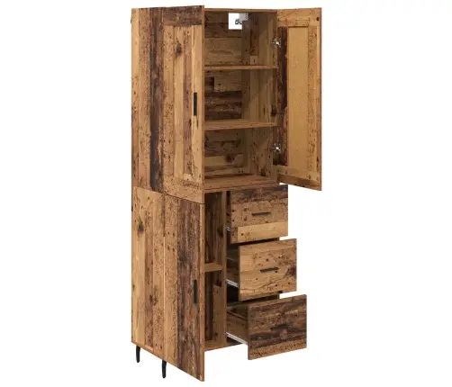 Augstais Skapītis 2 Pcs Vecs Koks Koka Un Stikla Materiāls Vidaxl