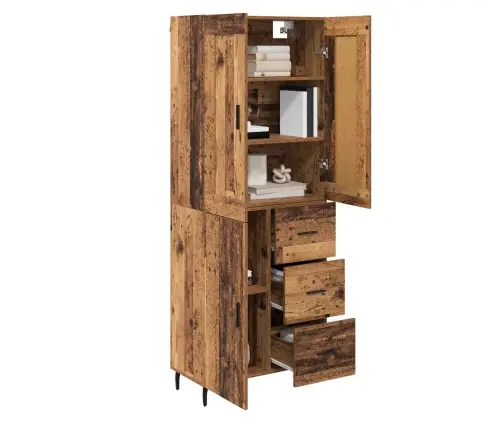 Augstais Skapītis 2 Pcs Vecs Koks Koka Un Stikla Materiāls Vidaxl