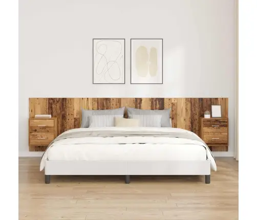 Gultas Galva Ar Skapīšu 3 Pcs Vecs Koks Inženierijas Koks Vidaxl