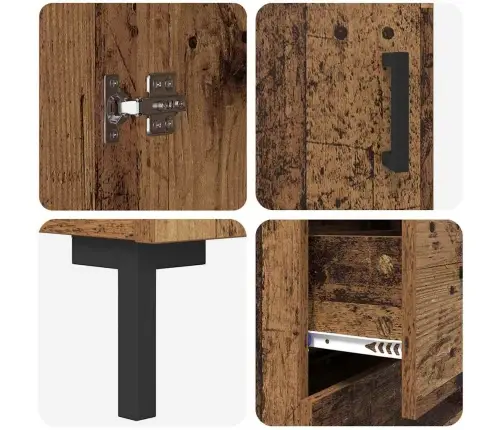 Augstais Skapītis Ar Atvilktni Vecs Koks 69,5 X 34 X 180 Cm Vidaxl