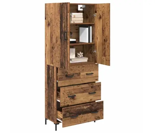 Augstais Skapītis Ar Atvilktni Vecs Koks 69,5 X 34 X 180 Cm Vidaxl