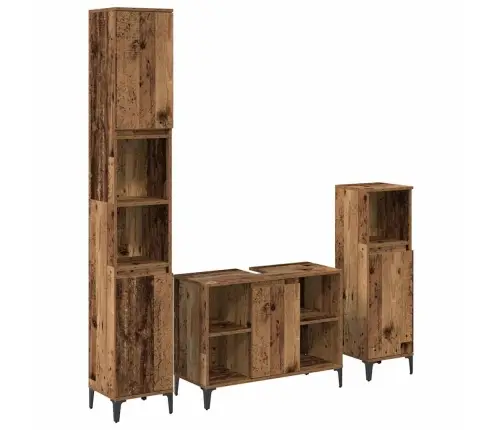 Vannas Istabas Mēbeļu Komplekts Ar Plauktu 3 Pcs Vecs Koks Vidaxl