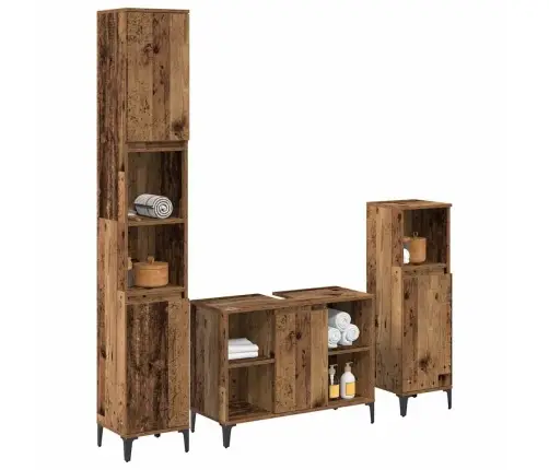 Vannas Istabas Mēbeļu Komplekts Ar Plauktu 3 Pcs Vecs Koks Vidaxl