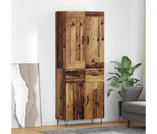 Aukštas Spintelė Su Stalčių Senovinis Medis 69,5 X 34 X 180 Cm