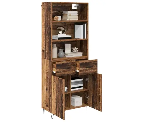 Augstais Skapītis Ar Atvilktni Vecs Koks 69,5 X 32,5 X 180 Cm Vidaxl