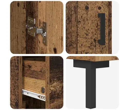 Augstais Skapītis Ar Atvilktni Vecs Koks 69,5 X 32,5 X 180 Cm Vidaxl