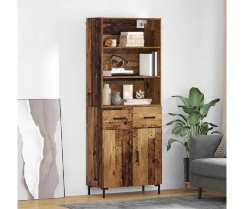 Augstais Skapītis Ar Atvilktni Vecs Koks 69,5 X 32,5 X 180 Cm Vidaxl